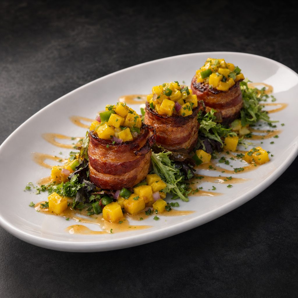 Bacon Wrapped Sea Scallops.