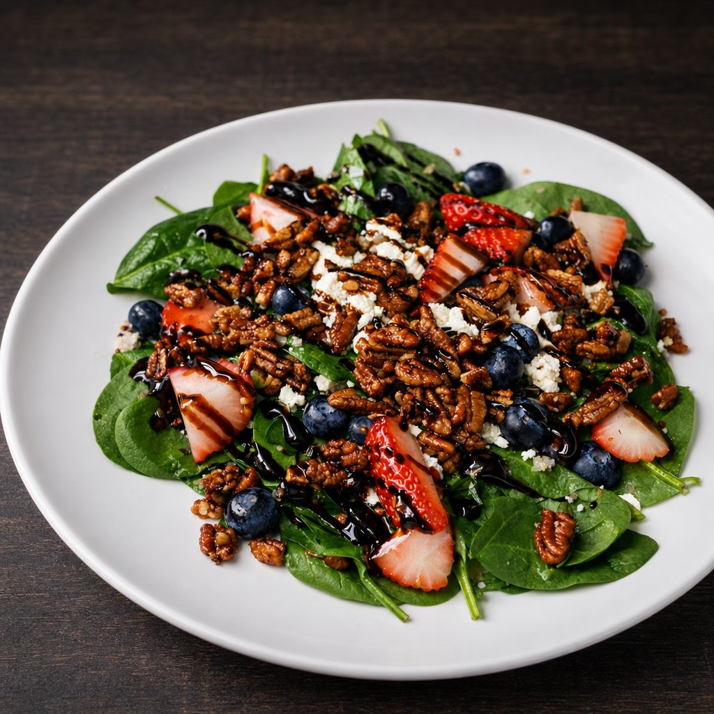 Small Fresh Berry, Quinoa, & Spinach Salad.
